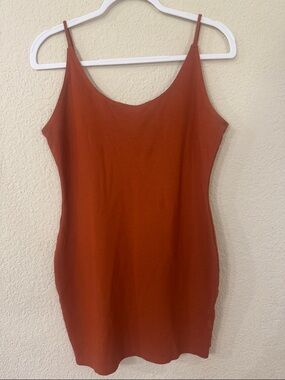 Burnt Orange Spaghetti Strap BodyCon Dress